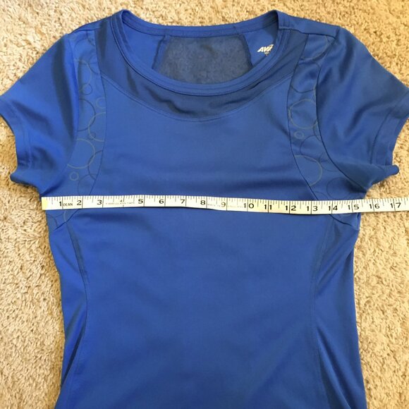 Avia Sleek Blue Bubble Print + Mesh Workout Tee - Picture 12 of 16